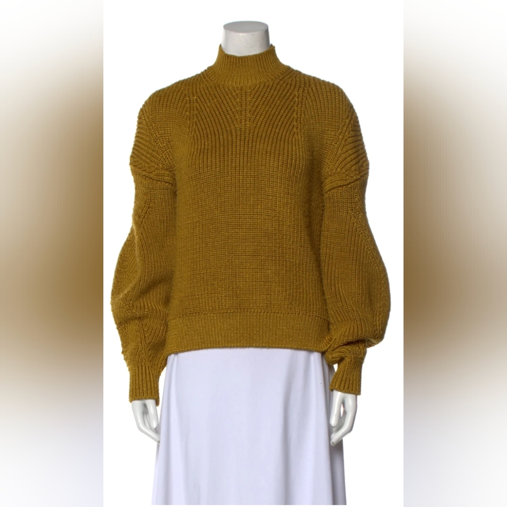Sally LaPointe ochre/gold mock neck sweater | Sz Sm